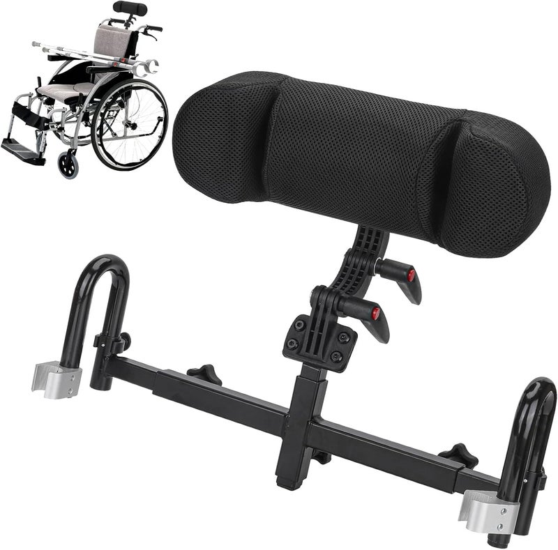 CHENNTAI Adjustable Wheelchair Headrest Backrest, 25mm Universal Wheelchair Headrest Neck Support Fits Teens and Young Adults Universal Wheelchair Accessories (Black) - Image 1
